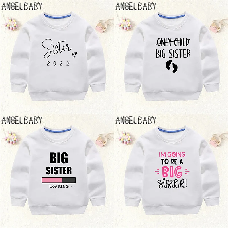 I'm Going To Be A Big Sister 2022 Print Kids Sweatshirts Announcement Mommy Pregnant Girls Clothes Children Hoodies Baby Tops