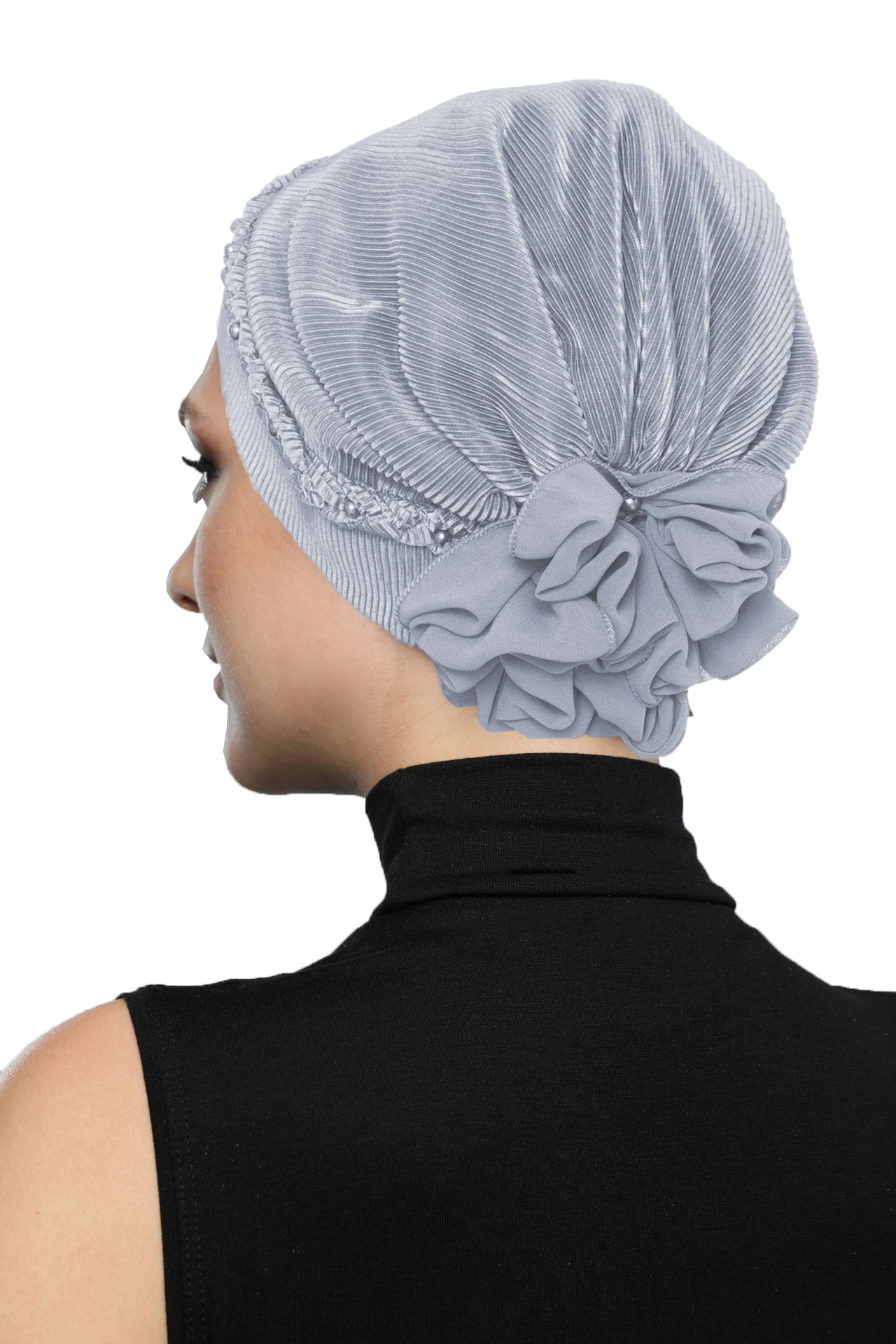 2024 New Fashion Pleat Twisted Ready Turban Hijab Bonnet Scarf Cancer Cap Special Women Product Beret Bandana Muslim Bead