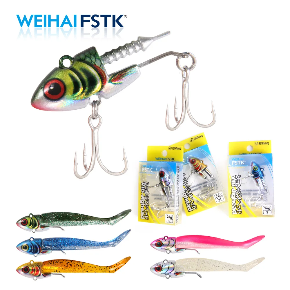 FSTK Soft Lure Vibration Jig Head Hooks 16g22g28g  Artificial Bait for Perch Pike Bass Fishing Lure Sea Silicon Bait for Fishing