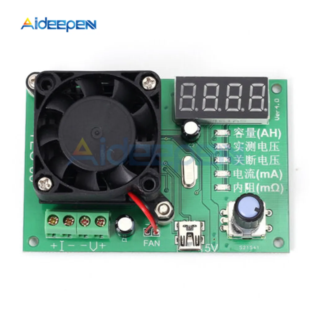 TEC-06 Battery Capacity Testing 16W Electronic Load Tester for Mobile Power Tester Max 500AH LED Display with Fan