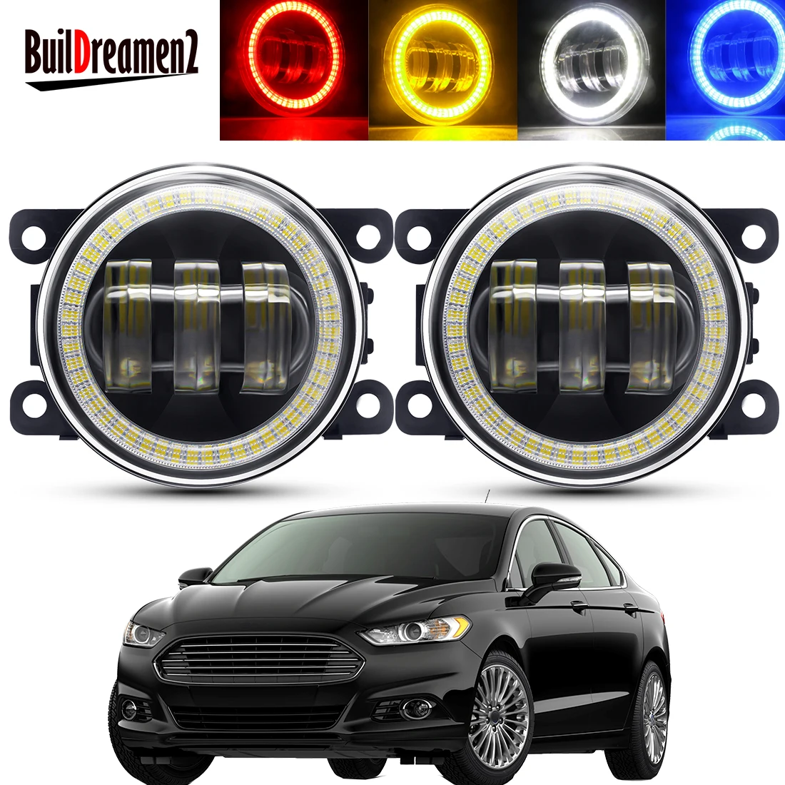 

2 X Angel Eye Fog Light Assembly Car Right + Left LED Lens Fog Driving Lamp DRL 12V For Ford Mondeo Fusion 2013 2014 2015 2016