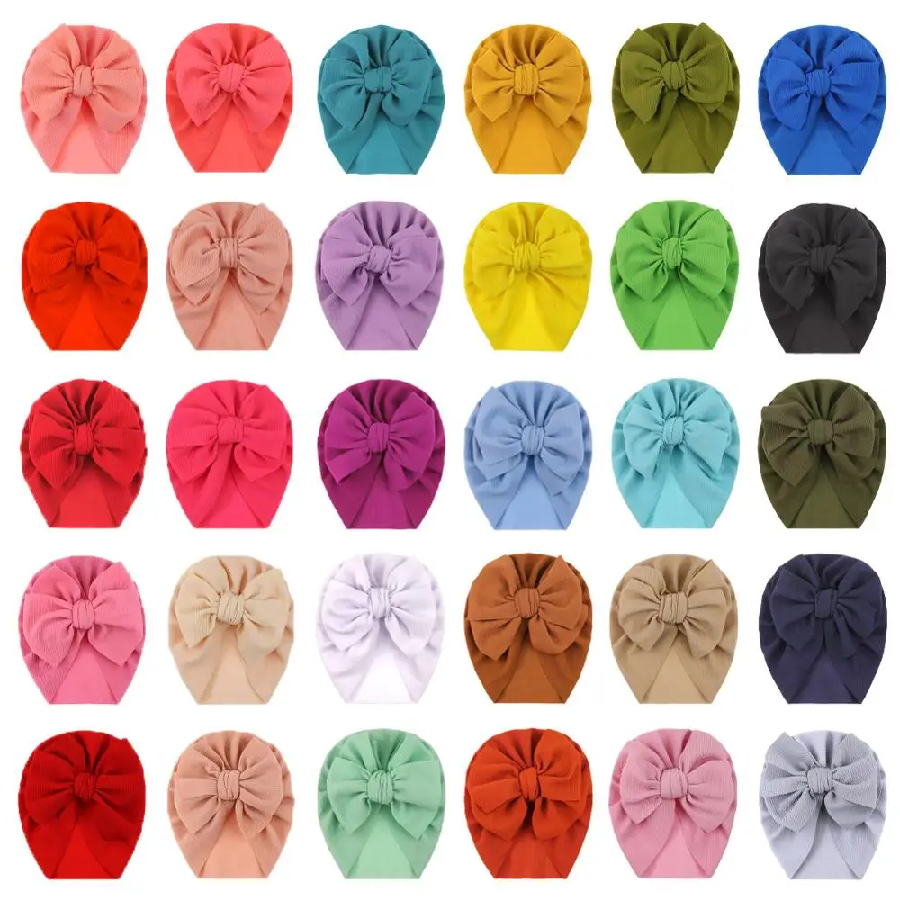 Gorro de turbante de topknot do bebê do chapéu do bebê da tela do waffle sólida bonés bonés sólidos do bebê para 0-5t crianças moda headbands