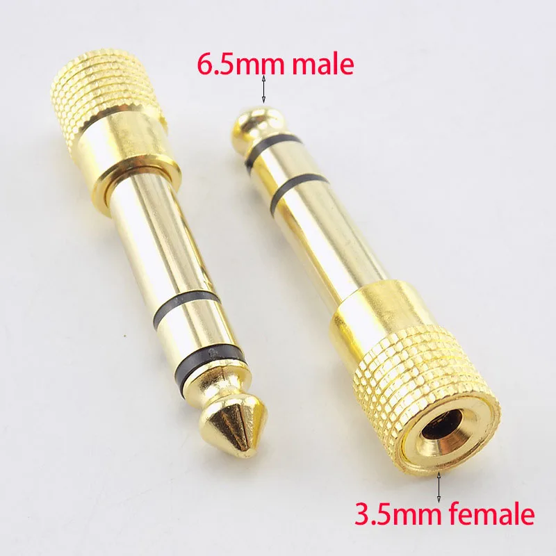 1/2pcs 6.5mm to 3.5mm Male to Female Headphone Stereo Audio Jack Plus Adapter 6.5 3.5 Converter Gold Music MP3 L19