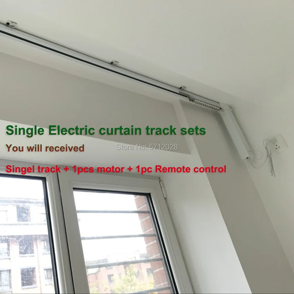 Super SILENT Motorized Single Electric Curtain Track Sets, DOOYA Motor, DT82TN with Remote Control, Rails System