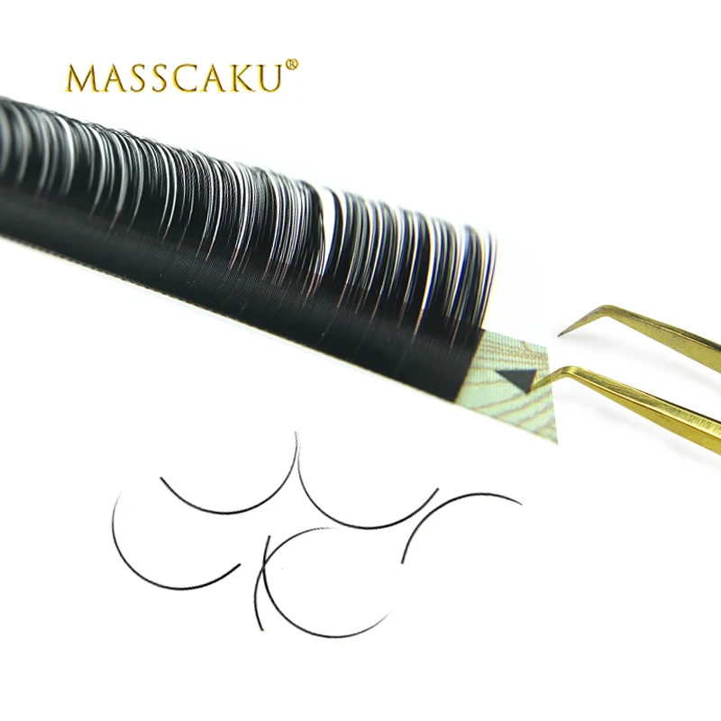 MASSCAKU Individual Eyelashes 8-16mm Mix Premium Fake Mink Eyelash Extension Glossy Black false eyelashes soft Make up tools