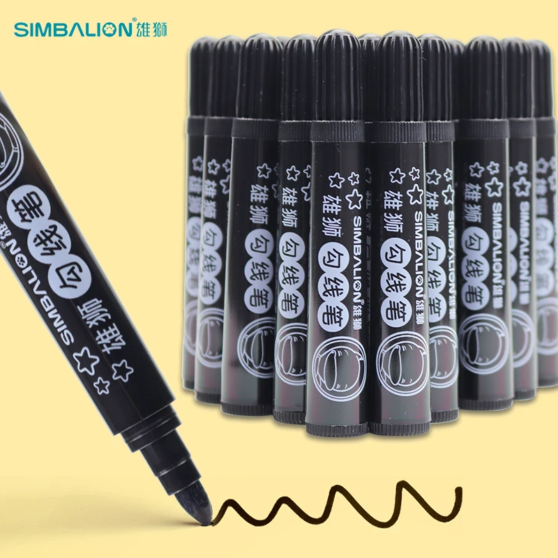 SIMBALION Art Hook Line Watercolor Pen 5 Colors Optional Tasteless Safe Non-toxic Painting Hook Line Mark Pen Graffiti Drawing