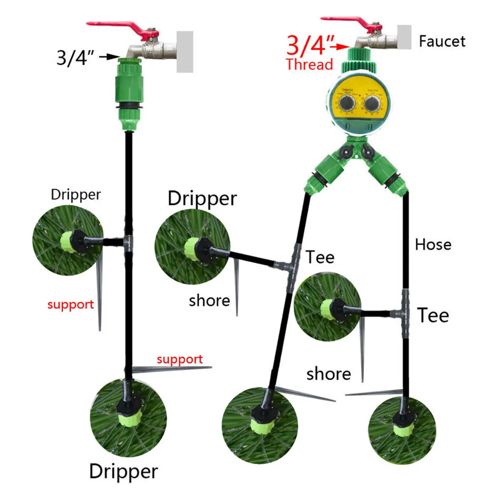 25-50M Plant Watering Kit DIY Smart Garden Watering System Self Automatic Timer Drip Irrigation System Drippers Sprinkler