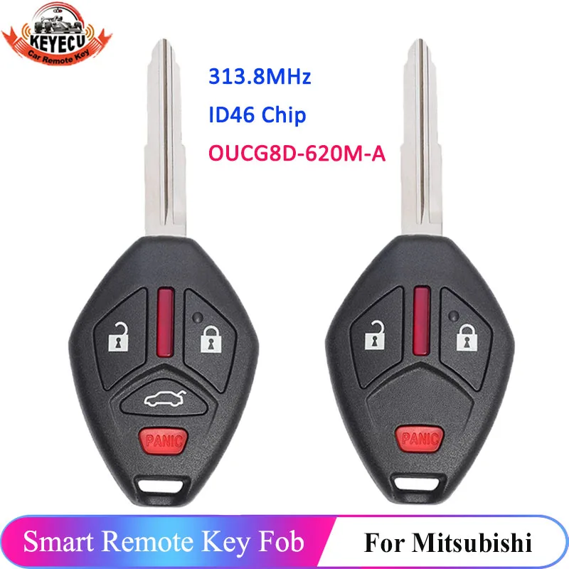 KEYECU 3/4 Buttons OUCG8D-620M-A 313.8MHz ID46 Chip For Mitsubishi Endeaver Eclipse Galant 380 Series Remote Key Fob