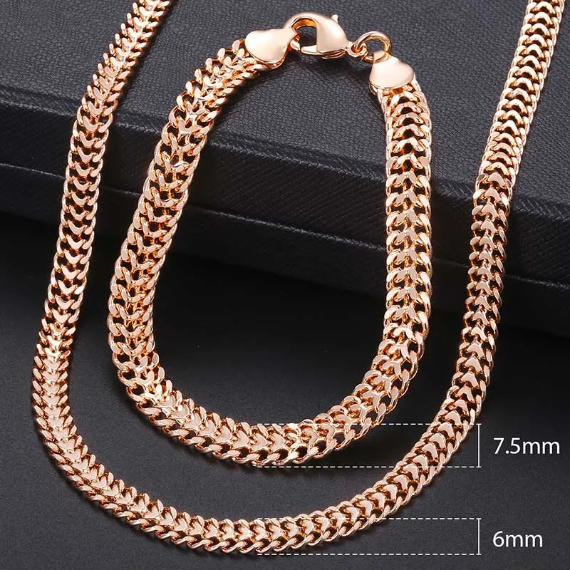 Fashion Necklace Bracelet Jewelry Set For Women Men Double Curb Bismark Chain Dubai Wedding Jewelry Gifts CS04A