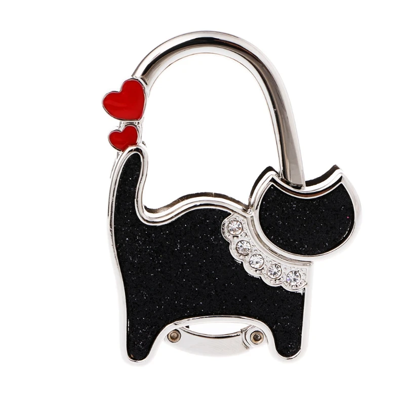 Mini Foldable Table Handbag Hook Bag Purse Metal Holder Cat Shaped Hanger