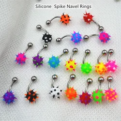 100pcs Spike Balls Silicone Navel Belly Button Navel Piercing Barbell Surgical Steel Body Piercing Fashion Body Jewelry Nice
