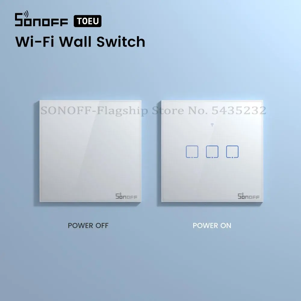 Itead SONOFF Smart Touch Switch T0EU 1/2/3 Gang Wifi Wall Light Switch Glass Remote Control WorkWith Alexa Google Home e-Welink