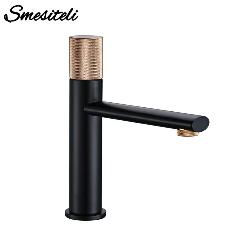 Smesiteli Black Rose Gold Bathroom Faucet Brass Single Handle Cold And Hot Sink Faucet  Bathroom Spray Mixer Basin Tap