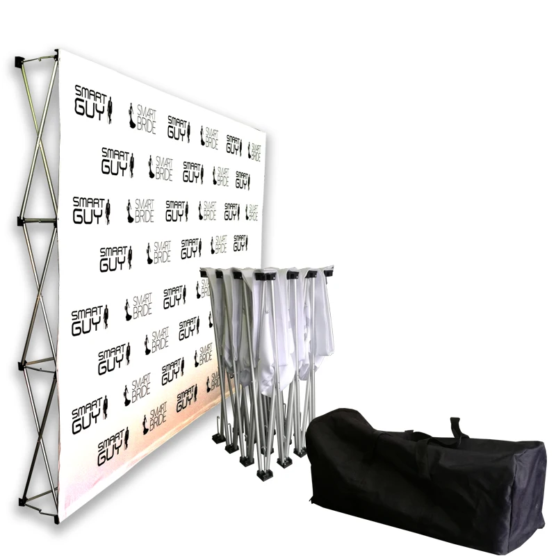 Portable Backdrop Trade Show Stand, Folding Booth, Pop Up Exhibition Display, Aluminium Fabric Wall Banner, Promotion