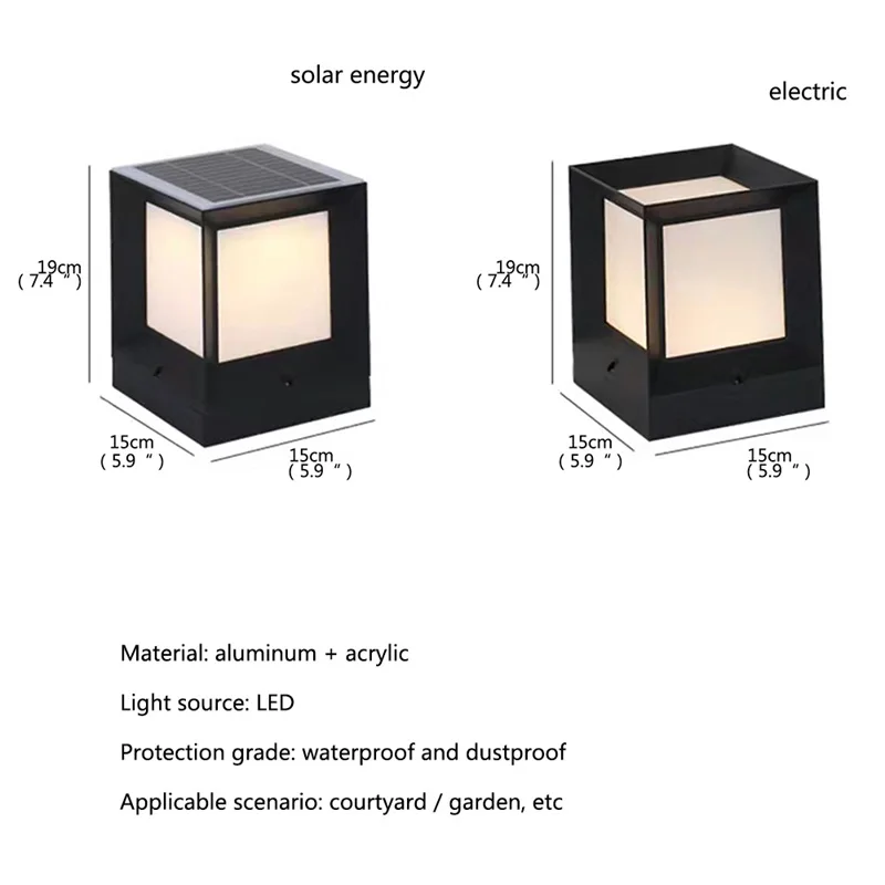 Imagem -06 - Livre Solar Cubo Luz Led Pilar Pós Lâmpada à Prova Impermeável Água Luminárias para Casa Jardim Pátio 8m ao ar