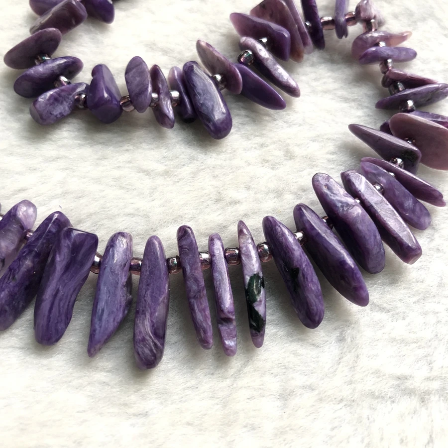 Cuentas de charoita Natural, venta al por mayor, 1 cuerda, 15,5 '8-18mm de largo, pepita pulida para fabricación de joyas DIY