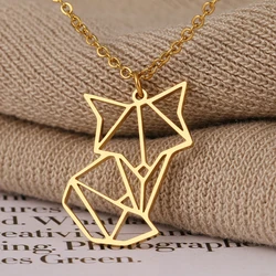 Stainless Steel Necklaces Hollow Fox Animal Pendant Choker Men's Chain Fashion Necklace For Women Jewelry Party Gifts One Piece