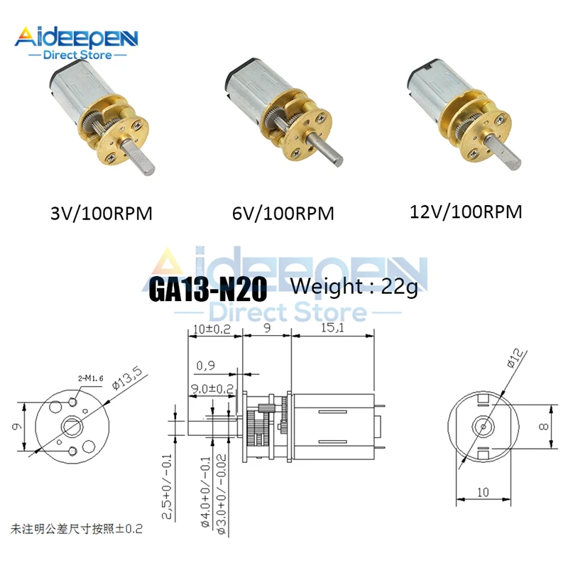 DC 3V 6V 12V GA12-N20 Micro เกียร์มอเตอร์เกียร์โลหะเกียร์ล้อมอเตอร์30RPM 50RPM 60RPM 100RPM 150RPM 200RPM 300RPM 600RPM 1000RPM