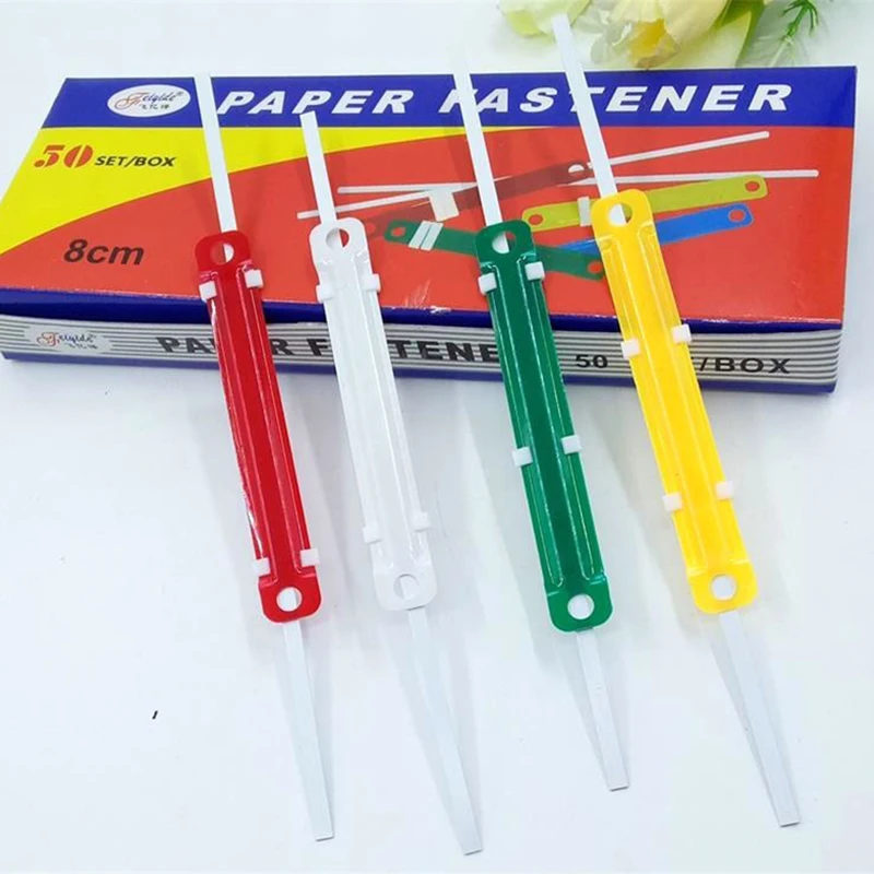 50pcs Paper Fasteners Color Plastic Binding Clip Loose-leaf Clips Binder File Folder Notebook Office Stationery Storage Supplies