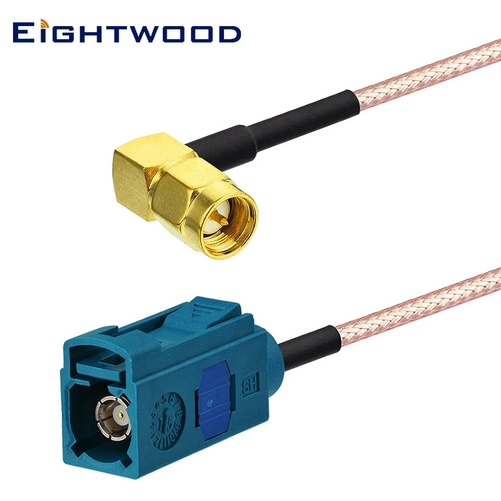 

Eightwood Fakra Z Jack Female to SMA Plug Male Right Angle Pigtail Cable RG316 15cm for Car DAB Radio GPS System