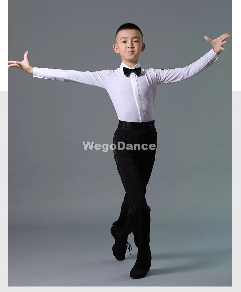 Professional Latin Dance Shirt Men Boy Competition Performance Costume Rumba Samba Dance Wear Leotard Black White Latin Shirt