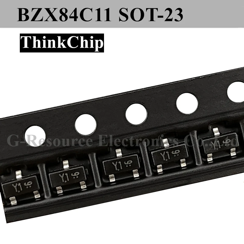 (100pcs) BZX84C11 SOT-23 BZX84 10V S0T23 SMD Voltage stabilized diode (Marking Y1) Integrated Circuit