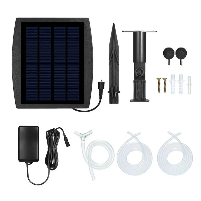 Solar Air Pump Kit Inserting Ground Water Air Pump Oxygenator Solar Aerator With Oxygen Hoses Garden Pool Fish Tank Silent Pump