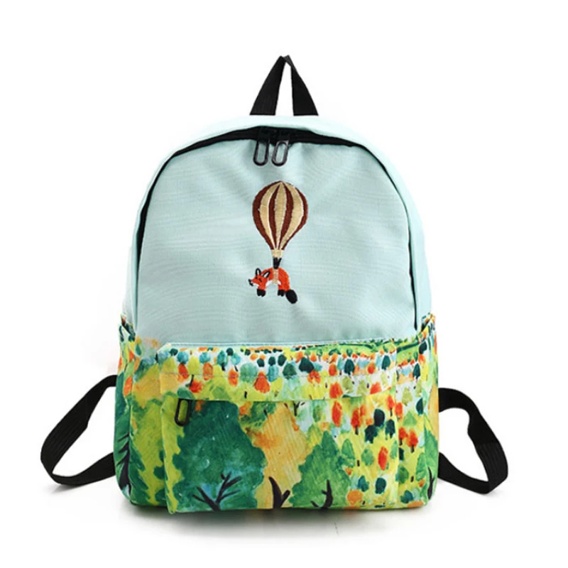 Women\'s Backpacks Canvas Landscape Printingl Shoulder Bags for Teenage Girls Female Casual School