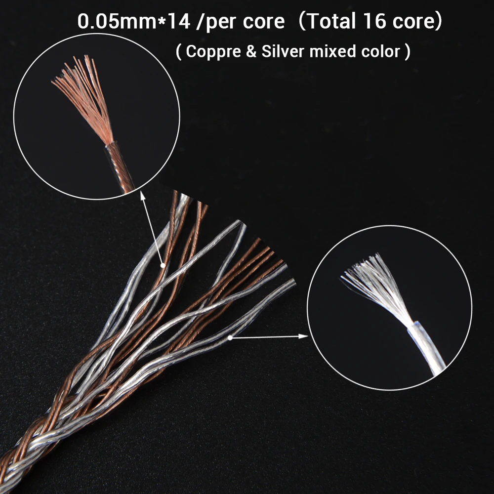 NiceHCK C16-5 16 Core Copper Silver Mixed Cable 3.5/2.5/4.4mm Plug MMCX/2Pin/QDC Pin For TRNCCAKZ TFZ QDC NX7MK4/F3 BL-03