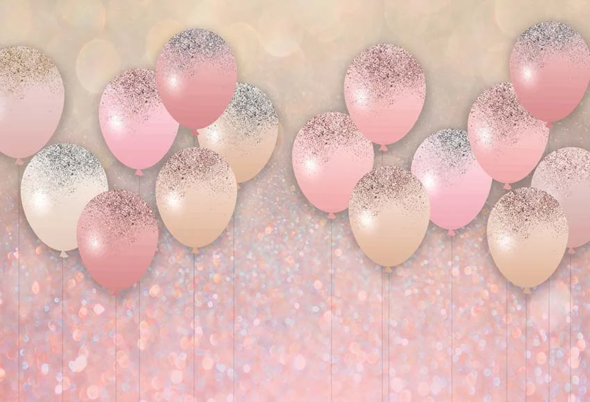 

7x5FT Glitter Sequins Pink Balloons Happy Birthday Party Children Custom Photo Studio Backdrop Background Vinyl 220cm X 150cm