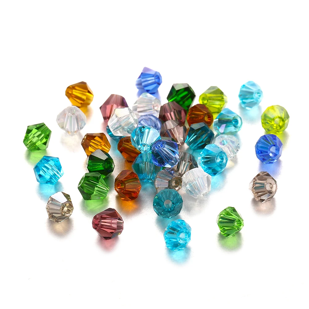 200pcs Austrian Transparency Crystal beads Bicone Glass Bead Loose Spacer Bead For DIY Bracelet Earrings Jewelry Making Supplies
