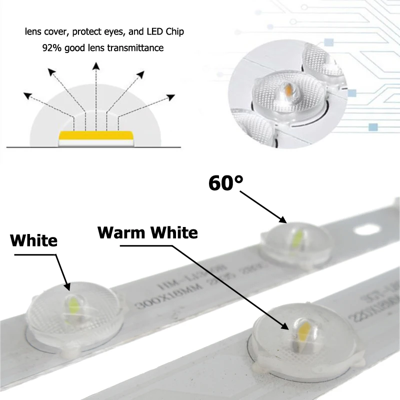 Barra de luces LED de alto brillo, tubo para lámpara de techo con lente óptica de 60 grados, Color blanco cálido, 4W, 6W, 8W, 2835, 10 unidades