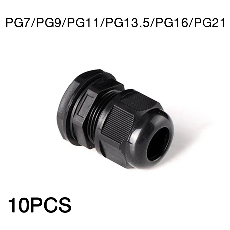 10pc IP68 PG7 pro 3-6.5mm PG9 PG11 PG13.5 PG16 PG21 plastový kabel žláza konektor drát černá vodotěsný silon