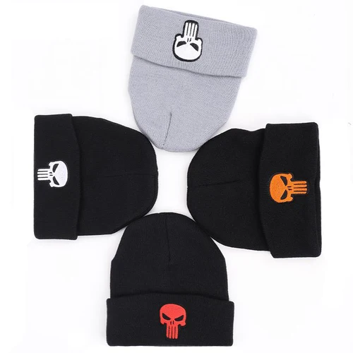Imagen 2 del producto Gorro de punto con patrón de calavera para hombre y mujer, gorro Unisex de estilo Hip hop, informal, para invierno