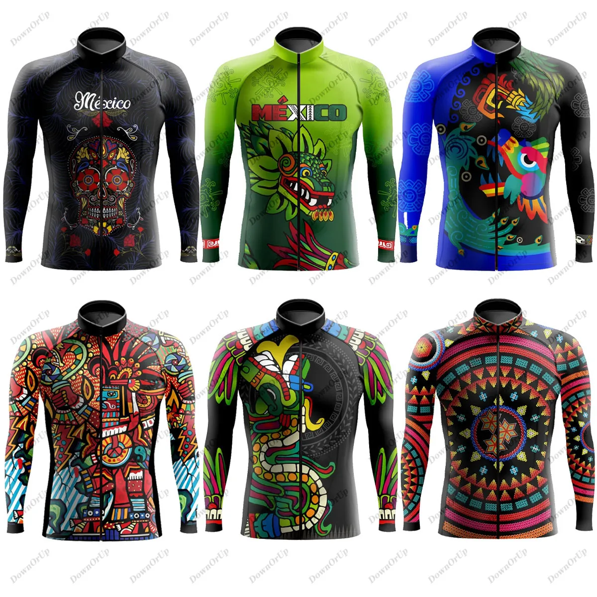 Mexico Aztec Men\'s Long Sleeve Cycling Jersey Maillot Ciclismo Hombre Equipment BIke ropa Professional Cycling Clothing