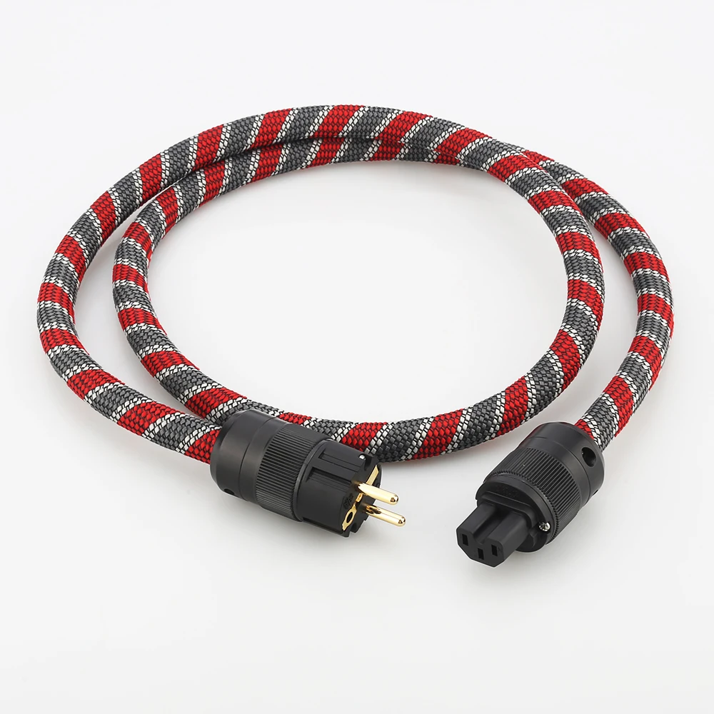 สายไฟ HI End สายไฟ EU Gold-Plated ปลั๊กยุโรปสำหรับเครื่องขยายเสียง HIFI Audiophile ยุโรปสายไฟ AC