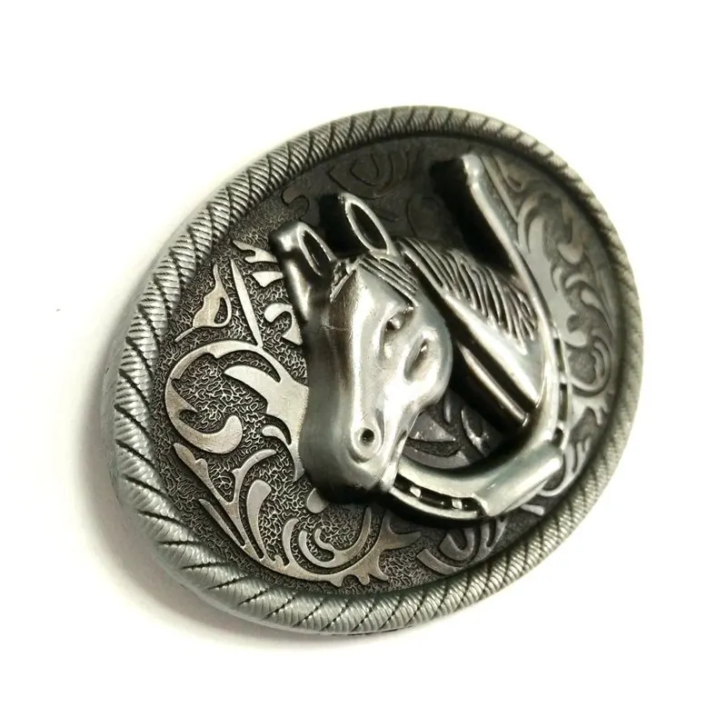 Antique Silver Bronze Western Horse Horseshoe Metal Belt Buckle for Casual Jeans Cowboy DIY Accessories Cool Gifts Drop Shipping