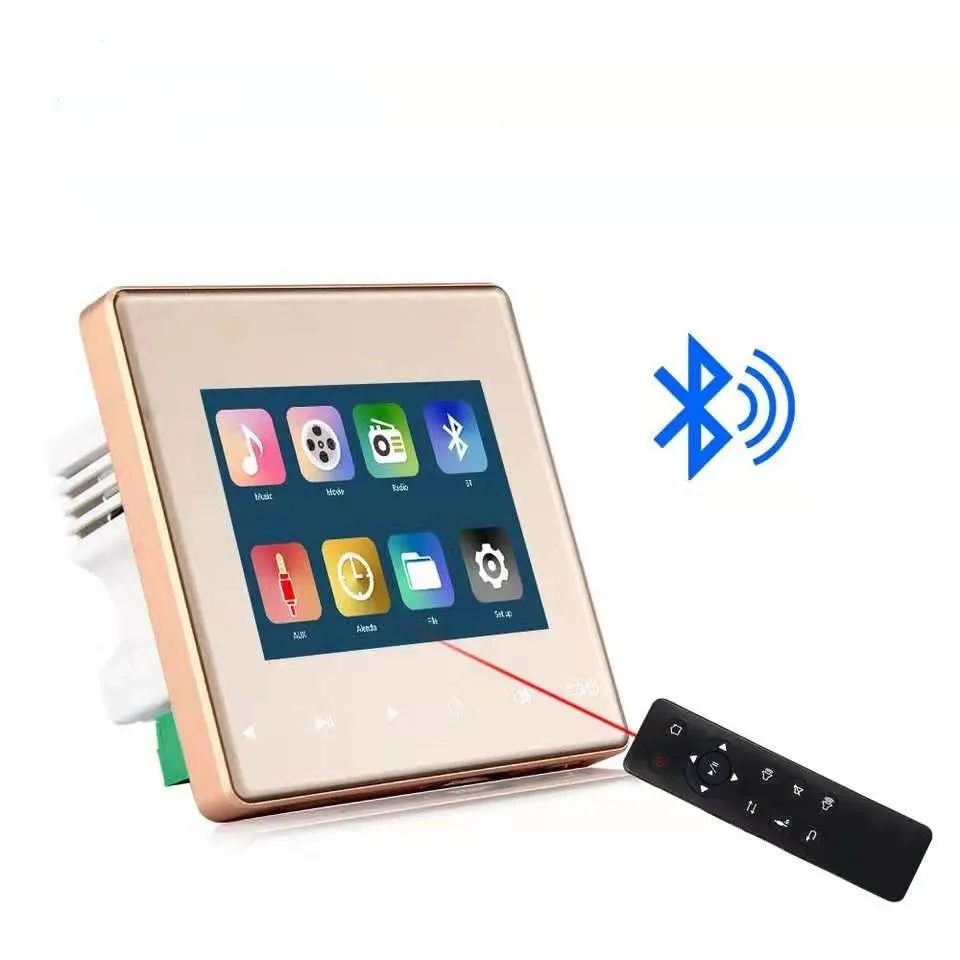 In-wall Bluetooth Stereo Amplifier Audio Control Wall Plate Receiver Touch Screen Background Music System