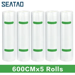 SEATAO High quality 5 Rolls Lot Kitchen Food Vacuum Bag Storage Bags for Vacuum Sealer Food Keep 20+28cm*600cm