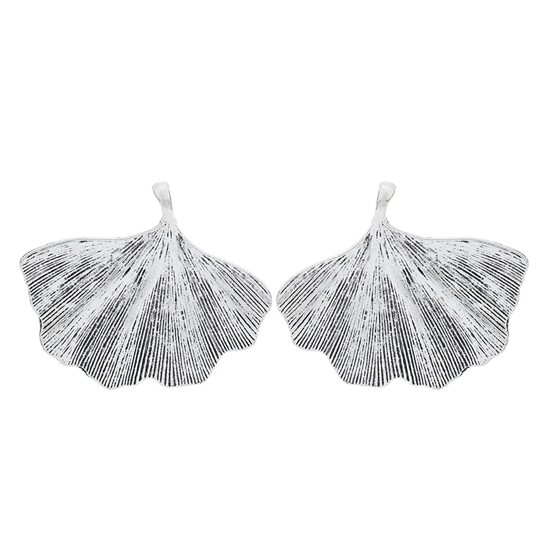 ZXZ 5pcs Tibetan Silver Large Ginkgo Biloba Leaf Charms Pendants for Necklace Jewelry Making Findings 53x46mm