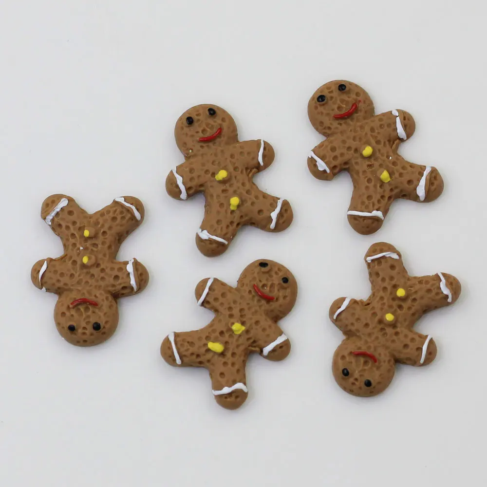 Resin Decoration Crafts Gingerbread Snowman Beads Flatback Cabochon Scrapbook DIY Christmas Embellishments Accessories