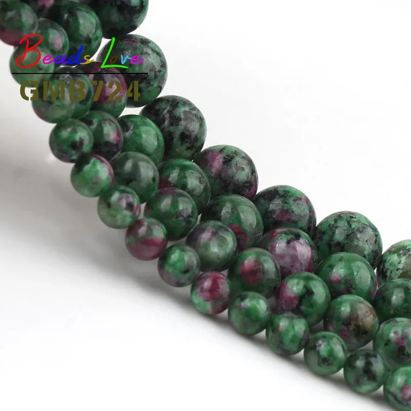 6-12MM Natural Stone Green Rubys Epidote Zoisite Round Beads for Needlework Jewelry Making DIY Bracelet Necklace Accessories