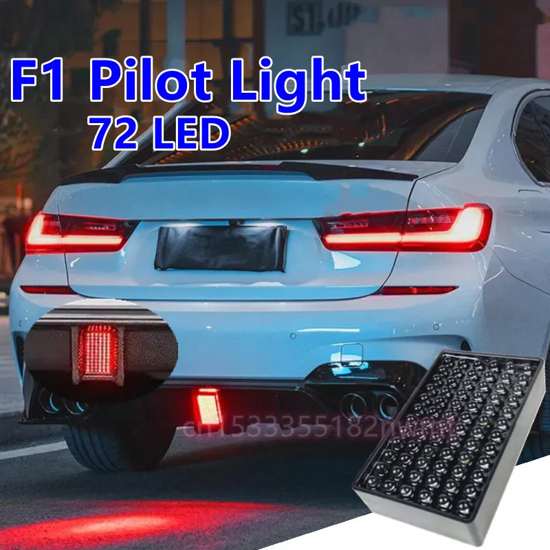 12V F1 Style 72 LED Car Rear Diffuser Spoiler LED Brake Lights Bumper Cover Pilot Lamp For BMW For Benz For VW Universal Car