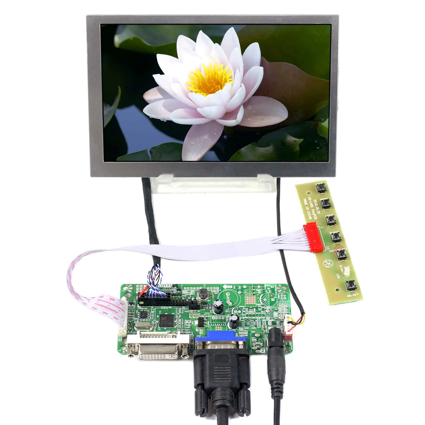 

7 inch G070VW01 V0 800X480 LCD Screen + VGA and DVI LCD Controller Board Kit