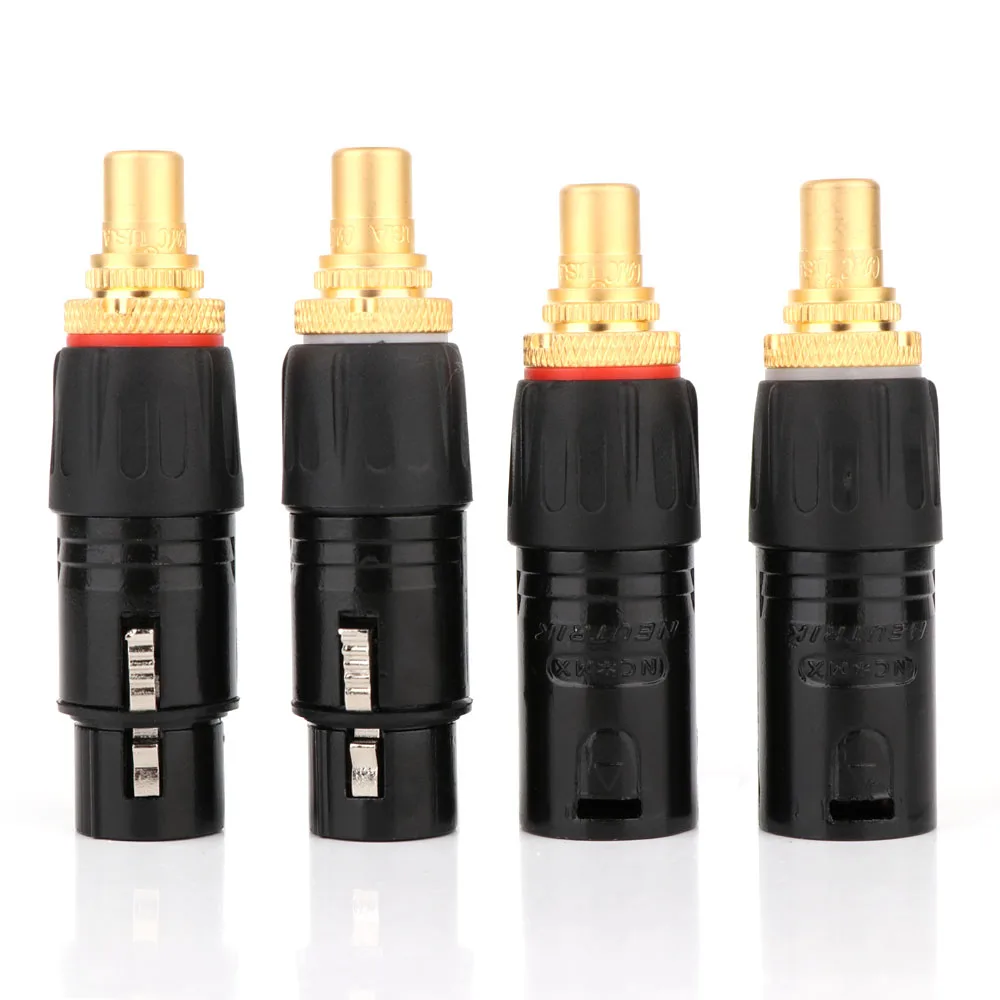 

2PC NEUTRIK XLR male to RCA Female Socket Adapter plated gold RCA plug XLR to RCA Female Socket Adapter Gold Balanced Cable Plug