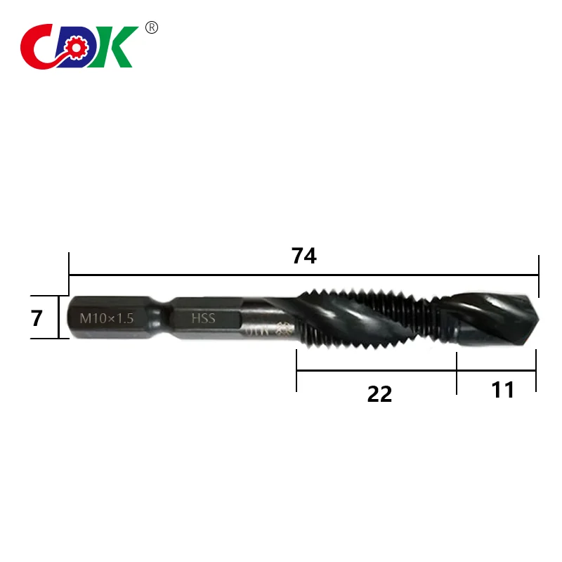 Un M10 Vite Tap Drill Bit HSS Rubinetti di Lavorazione Del Legno Combinazione Metrica Trapano Rubinetto