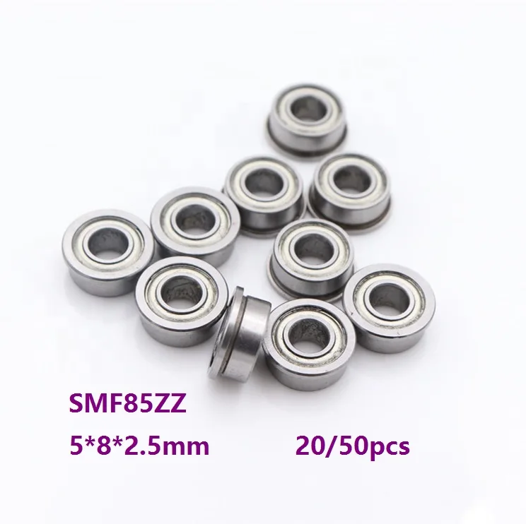 20pcs/50pcs Mini Flange Bearings SMF85ZZ 5x8x2.5mm Stainless steel bearings Miniature Deep groove Ball Bearing 5*8*2.5mm