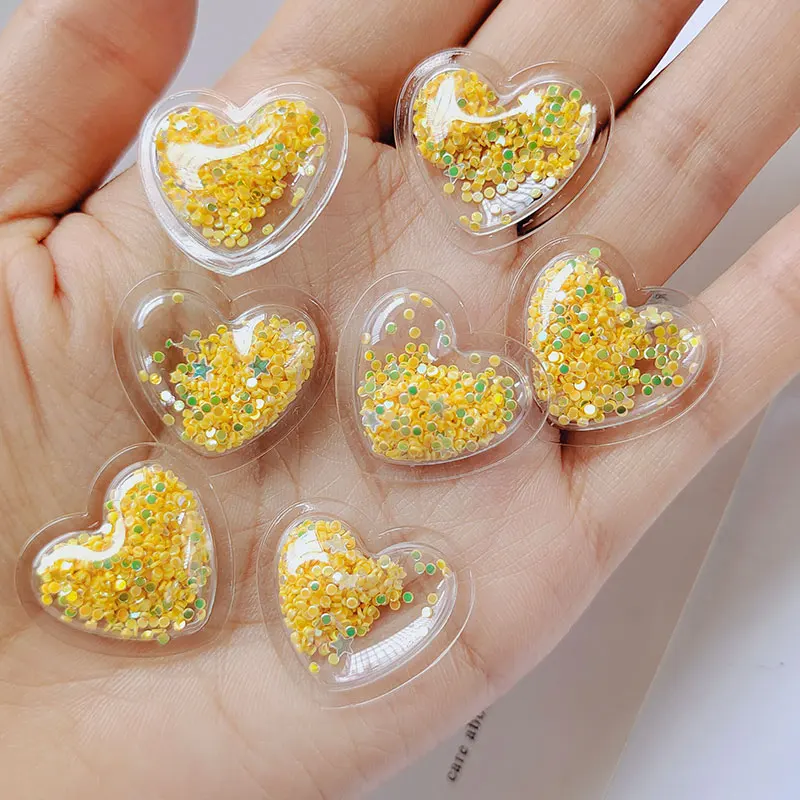 50 pezzi fai da te kawaii retro piatto resina glitter cuore nuovo arrivo cabochon in resina accessori per fermagli per capelli per bambini