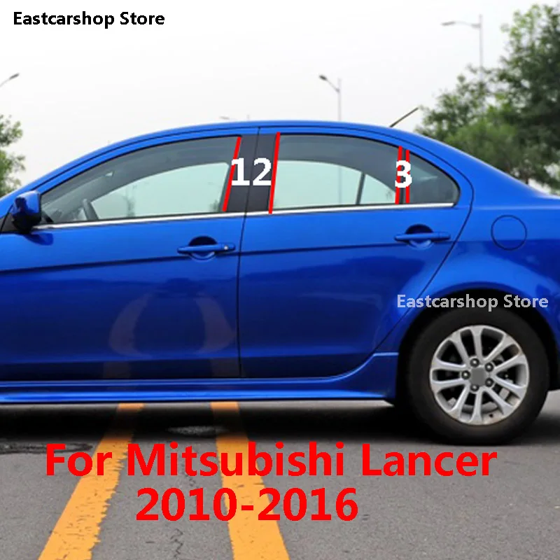 

Для Mitsubishi Lancer, автомобильная дверь, окно, средняя колонка, отделка, декоративная защитная полоса, наклейки 2016 2015 2014 2013 2012 2011