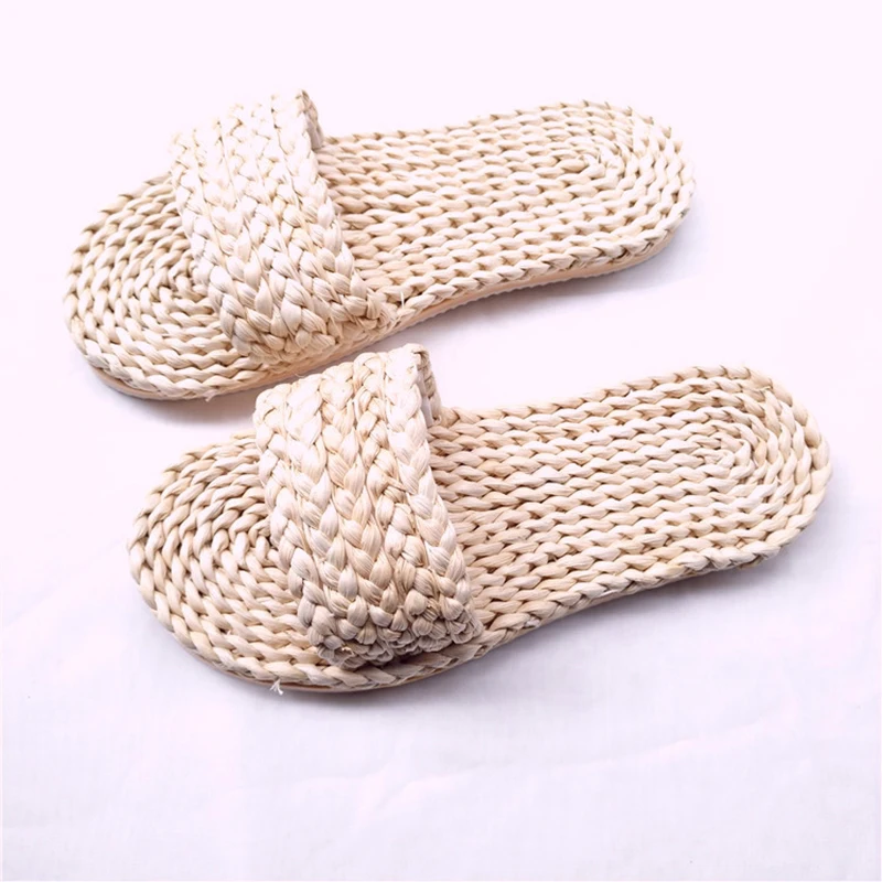 Jarycorn Cosplay Summer Hand-Woven Straw Sandals Unisex Home Couple Indoor Shoes Casual Fashion And Comfortable